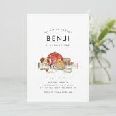 Landtiere Kinder Cowboy 1. Geburtstag Party Einladung (Stehend Vorderseite)