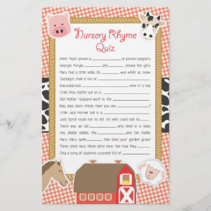 Landtiere Kinderzimmer Rhyme Baby Shower Game
