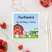 Landtiere, Kuh, Traktor, Schafe, Schweine, Geburts Serviette (Beispiel)