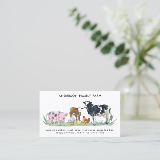 Landtiere Kühe Hühnerente Kühe Wasserfarbe Visitenkarte (Stehend Vorderseite)