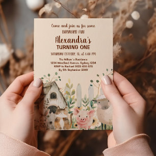 Landtiere Land 1. Geburtstag Einladung