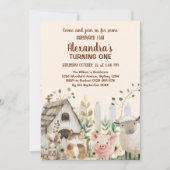 Landtiere Land 1. Geburtstag Einladung (Vorderseite)