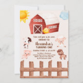 Landtiere Mädchen 1. Geburtstag Einladung (Vorderseite)