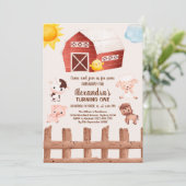 Landtiere Mädchen 1. Geburtstag Einladung (Stehend Vorderseite)