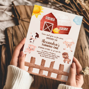 Landtiere Mädchen 1. Geburtstag Einladung