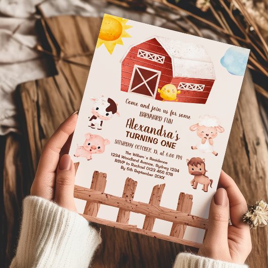 Landtiere Mädchen 1. Geburtstag Einladung