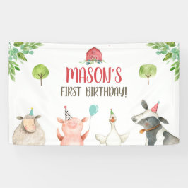 Landtiere Mädchen Geburtstag Barnyard Hintergrund Banner