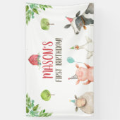 Landtiere Mädchen Geburtstag Barnyard Hintergrund Banner (Vertikal)