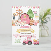 Landtiere Mädchen JEDES ALTER Geburtstagseinladung Einladung (Stehend Vorderseite)