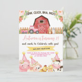 Landtiere Mädchen zum Geburtstag. Einladung (Stehend Vorderseite)