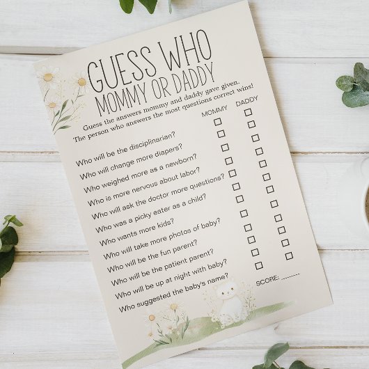 Landtiere Meadow Baby Shower Mommy Daddy Game Flyer