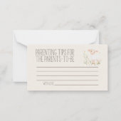 Landtiere Meadow Baby Shower Parentage Tipps Mitteilungskarte (Vorderseite)