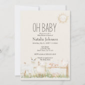 Landtiere Meadow Friends Kinderdusche Einladung (Vorderseite)