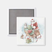 Landtiere mit dem Weihnachtsmann und seinem Schlit Magnet (Vorderseite/Rückseite)