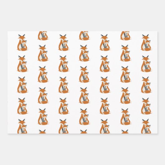 Landtiere mit Herzmuster Geschenkpapier Set (Vorderseite)