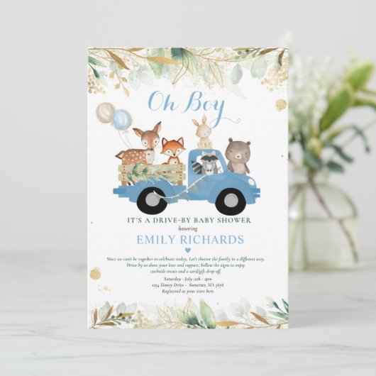 Landtiere mit Kinderdusche Einladung (Stehend Vorderseite)