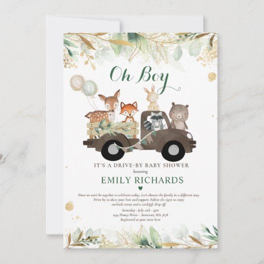 Landtiere mit Kinderdusche Einladung (Vorderseite)