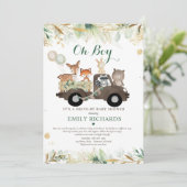 Landtiere mit Kinderdusche Einladung (Stehend Vorderseite)