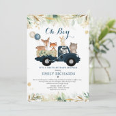 Landtiere mit Kinderdusche Einladung (Stehend Vorderseite)