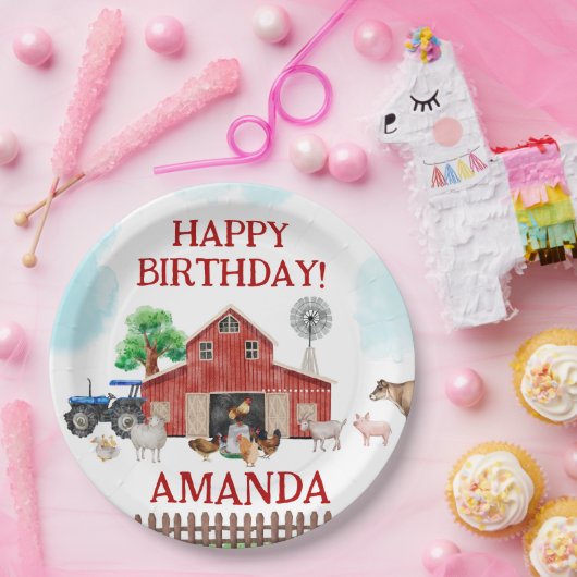 Landtiere Niedlich Red Barnyard Farm Ballon Pappteller (Party)