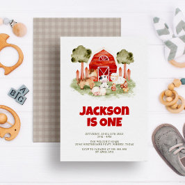 Landtiere Niedlich Wasserfarben Junge 1. Geburtsta Einladung