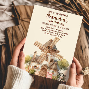 Landtiere Niedliche Wasserfarbenjunge Geburtstag Einladung