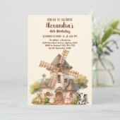 Landtiere Niedliche Wasserfarbenjunge Geburtstag Einladung (Stehend Vorderseite)