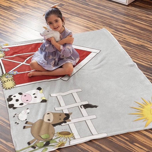 Landtiere Pferdekühe Lamm roter Stall Fleecedecke