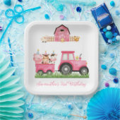 Landtiere Pink Girl Barnyard Geburtstagsparty Pappteller (Party)