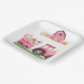 Landtiere Pink Girl Barnyard Geburtstagsparty Pappteller (Gewinkelt)