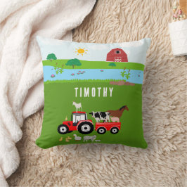 Landtiere & Red Tractor Barnyard Individuelle Name Kissen