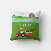 Landtiere & Red Tractor Barnyard Individuelle Name Kissen (Vorderseite)