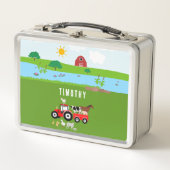 Landtiere & Red Tractor Barnyard Individuelle Name Metall Brotdose (Vorderseite)