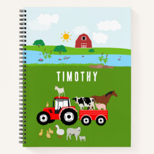 Landtiere & Red Tractor Barnyard Individuelle Name Notizblock