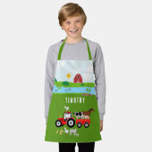 Landtiere & Red Tractor Barnyard Individuelle Name Schürze (Getragen)