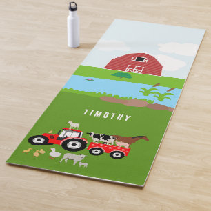 Landtiere & Red Tractor Barnyard Individuelle Name Yogamatte