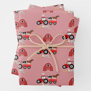 Landtiere & Red Traktor Barnyard Girls Muster Geschenkpapier Set