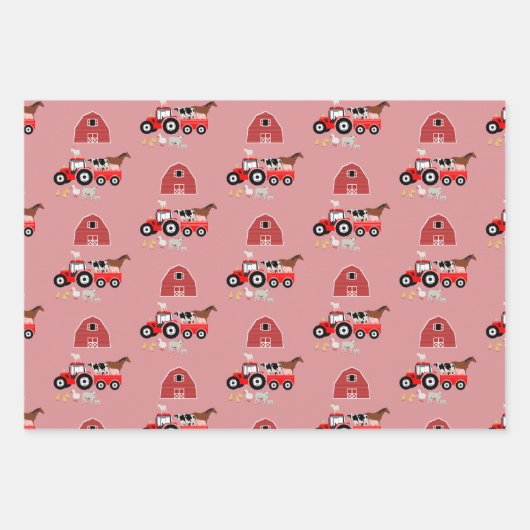 Landtiere & Red Traktor Barnyard Girls Muster Geschenkpapier Set (Vorderseite)