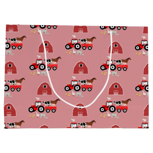 Landtiere & Red Traktor Barnyard Girls Muster Große Geschenktüte (Rückseite)