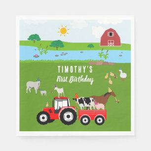 Landtiere & Red Traktor Geburtstagsparty Thema Serviette