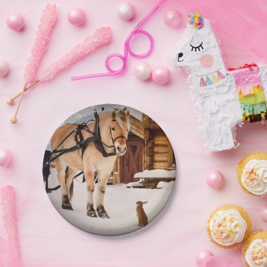 Landtiere reden Pferd und Kaninchen Pappteller (Party)