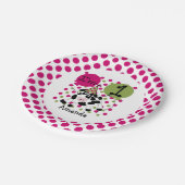 Landtiere rosa Kuh 1. Geburtstag Papier Teller (Schrägansicht)