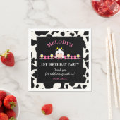 Landtiere rosa Kuh Barnyard 1. Geburtstag Party Serviette (Beispiel)