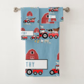 Landtiere & rote Traktor Barnyard Boys Muster Badhandtuch Set (Insitu)