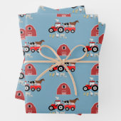 Landtiere & rote Traktor Barnyard Boys Muster Geschenkpapier Set (Beispiel)