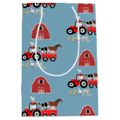 Landtiere & rote Traktor Barnyard Boys Muster Mittlere Geschenktüte (Vorderseite)