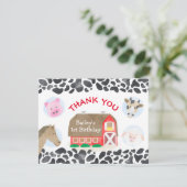 Landtiere Roter Stall Geburtstag Dankeskarte (Stehend Vorderseite)