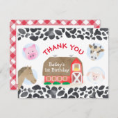 Landtiere Roter Stall Geburtstag Dankeskarte (Vorne/Hinten)