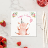 Landtiere Schweine Mädchen Geburtstag Barnyard Pin Serviette (Beispiel)