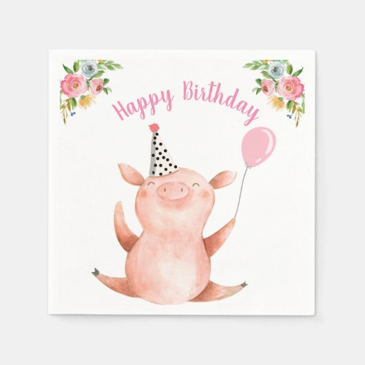 Landtiere Schweine Mädchen Geburtstag Barnyard Pin Serviette (Vorderseite)
